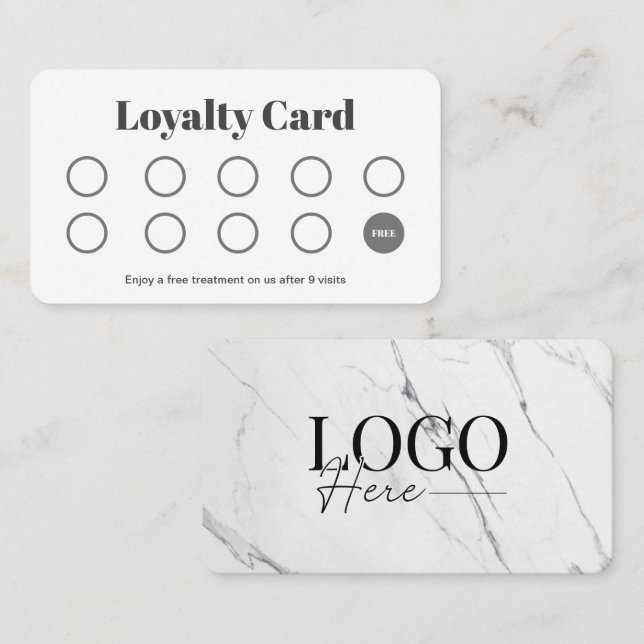 Elegant Marble Salon Customer Loyalty Punch Card (Front/Back)