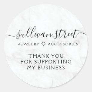 Elegant Marble Small Business Thank You Classic Round Sticker
