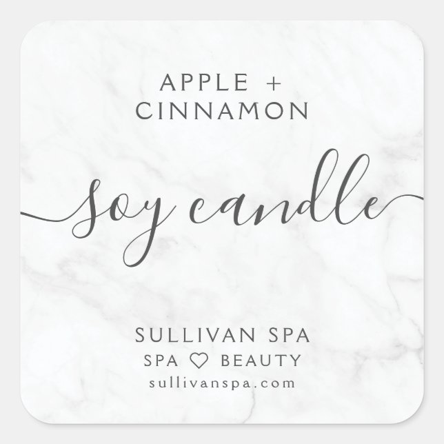 Elegant Marble Soy Candle Label (Front)