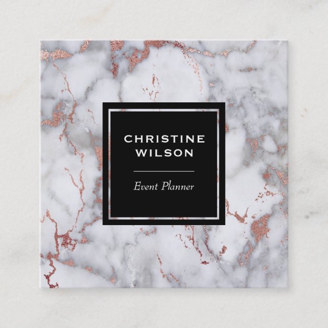 elegant marble square business card (Front)
