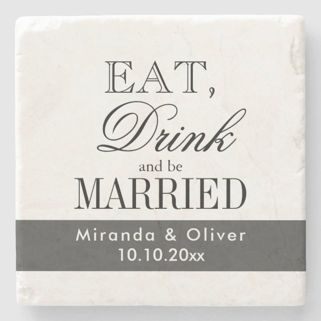 Elegant marble stone coaster for wedding couple (Front)