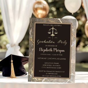 Elegant Marble Stone  Law School Graduation Party Invitation