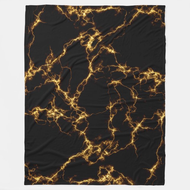 Elegant Marble style3 - Black Gold Fleece Blanket (Front)