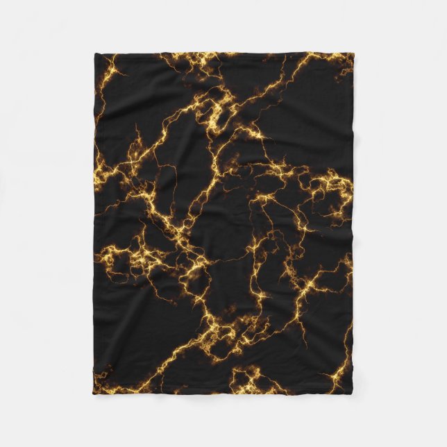 Elegant Marble style3 - Black Gold Fleece Blanket (Front)