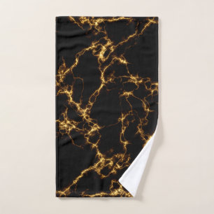 Elegant Marble style3 - Black Gold Hand Towel