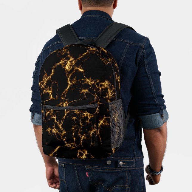 Elegant Marble style3 - Black Gold Printed Backpack (Insitu (Model))