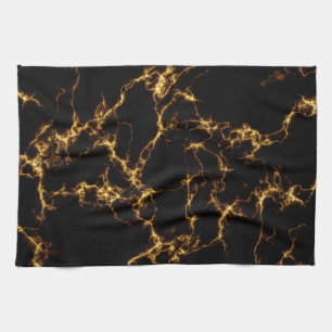 Elegant Marble style3 - Black Gold Tea Towel