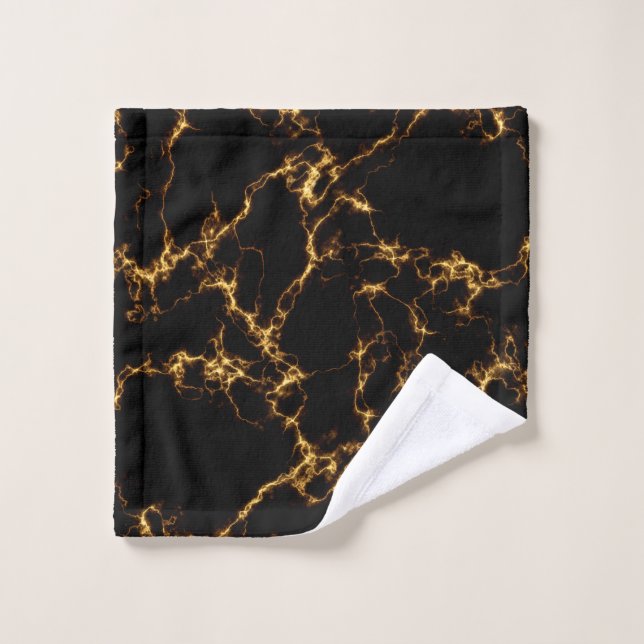 Elegant Marble style3 - Black Gold Wash Cloth (Wash Cloth)