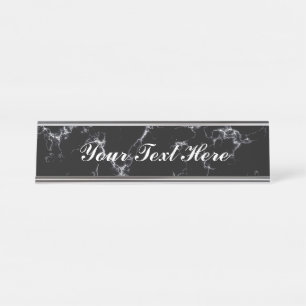 Elegant Marble style4 - Black and White Desk Name Plate