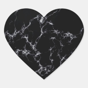 Elegant Marble style4 - Black and White Heart Sticker
