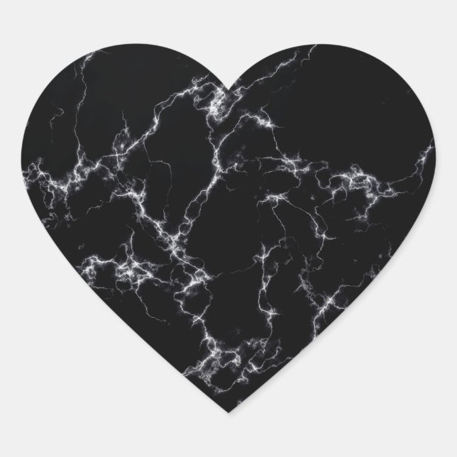 Elegant Marble style4 - Black and White Heart Sticker (Front)