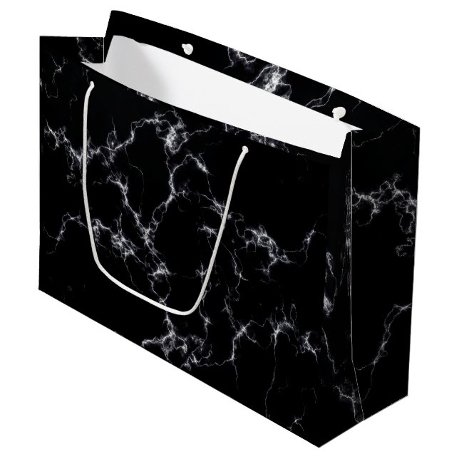Elegant Marble style4 - Black and White Large Gift Bag (Front Angled)