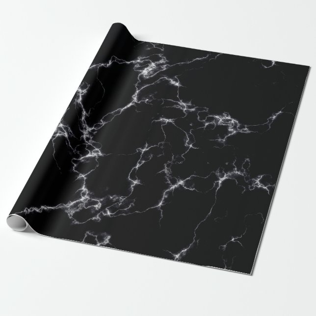Elegant Marble style4 - Black and White Wrapping Paper (Unrolled)