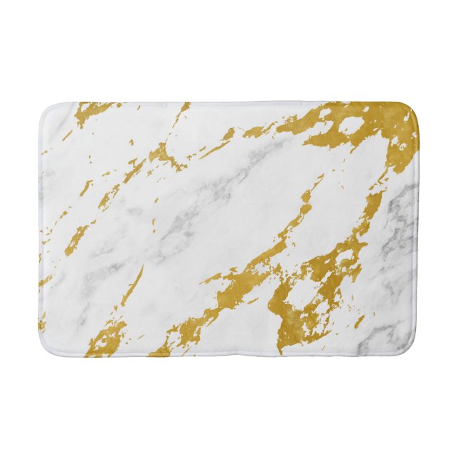Elegant Marble style6 - Gold and White Bath Mat (Front)