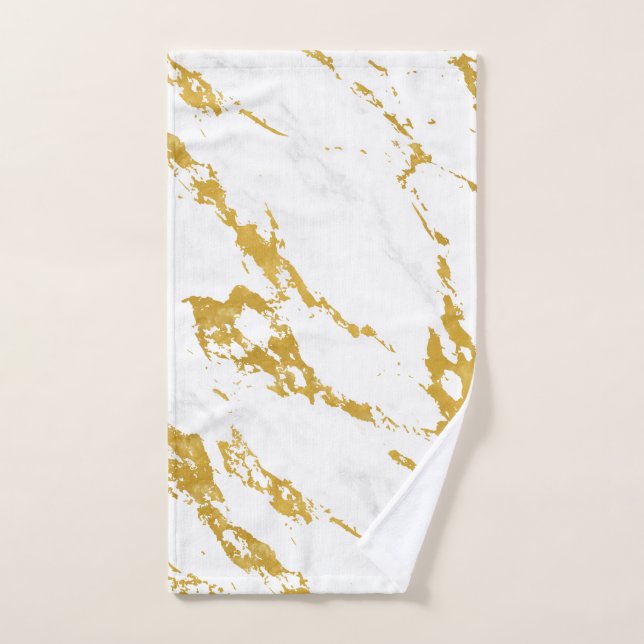 Elegant Marble style6 - Gold and White Hand Towel (Hand Towel)
