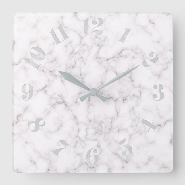 Elegant Marble style Square Wall Clock (Front)