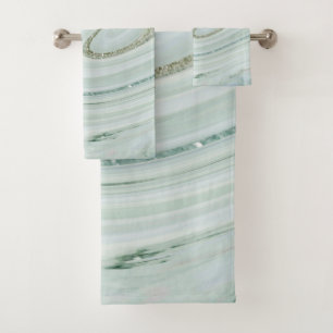 Elegant Marble Swirl Glitter Pattern Sparkle Glam Bath Towel Set