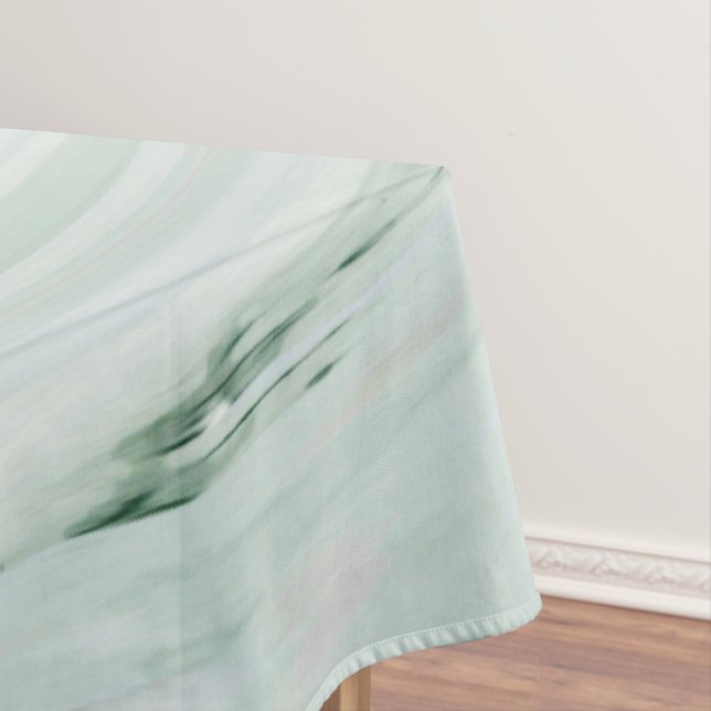 Elegant Marble Swirl Silver Glitter Sparkle Glam Tablecloth (In Situ)