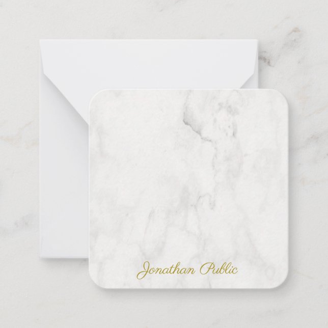 Elegant Marble Template Gold Handwritten Name (Front)
