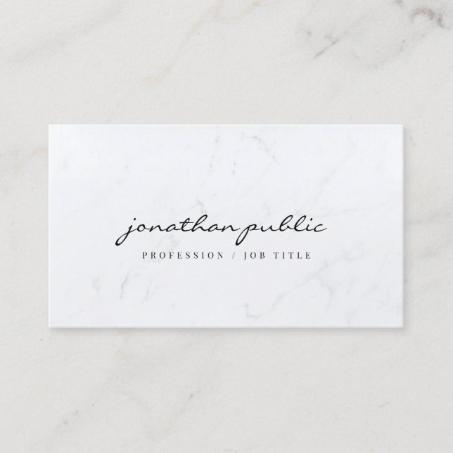 Elegant Marble Template Script Luxury Profile Business Card (Front)