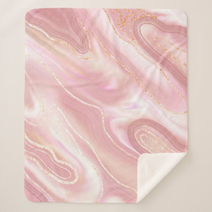 Elegant marble texture. Rose gold liquid shiny tex Sherpa Blanket