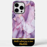 Elegant marble texture with purple and gold veins