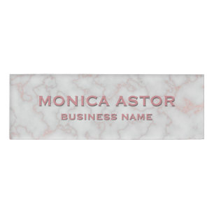 Elegant Marble Trendy Rose Gold Custom Name Tag