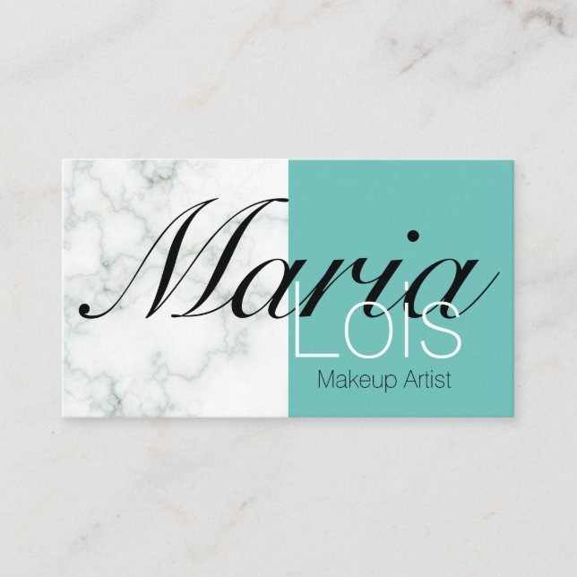 Elegant Marble Two Tone Makeup Artistry Business C Business Card (Front)