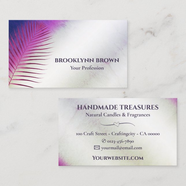Elegant Marble Watercolor Floral Modern Pink Business Card (Front/Back)