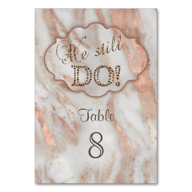 Elegant Marble We stll DO Renew the Vows Table Number (Front)