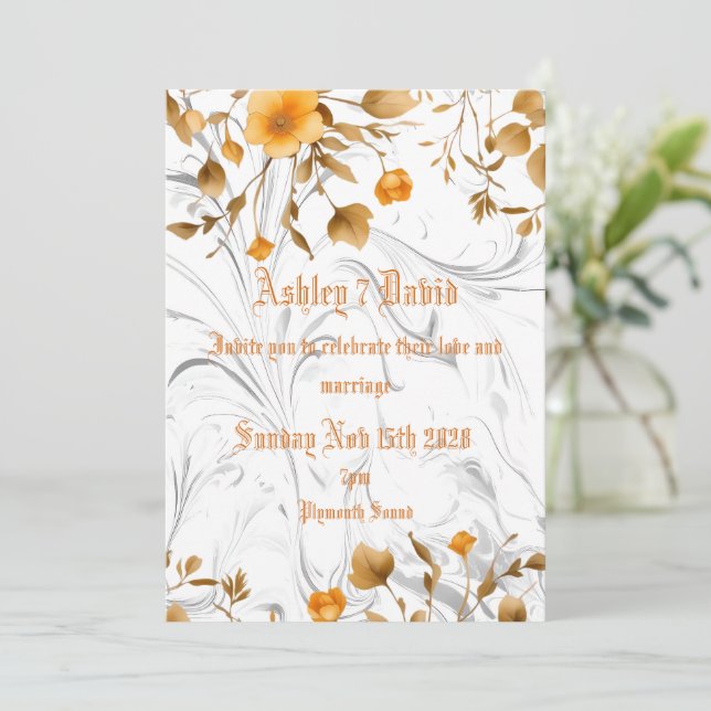 Elegant Marble Wedding Invitation (Standing Front)