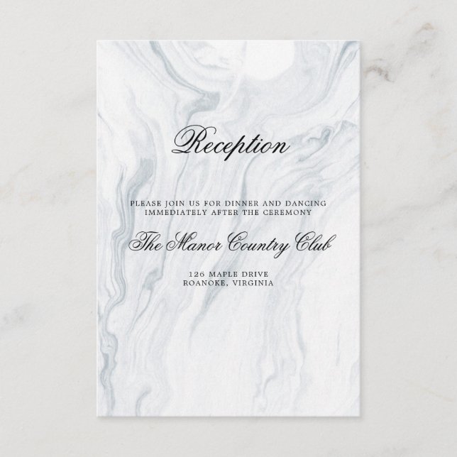 Elegant Marble Wedding Reception Enclosure Cards (Front)