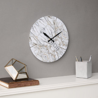 Elegant marble white and gold wall Large Clock