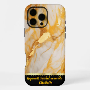 Elegant marble with golden veins and warm hues iPhone 16 pro max case