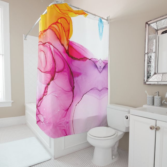 Elegant Marbled Abstract Art  Shower Curtain (In Situ)