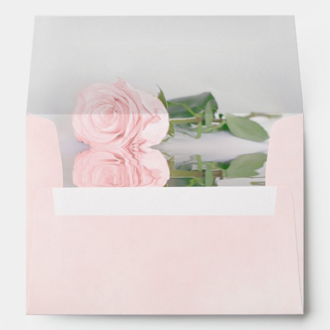 Elegant Marbled Blush Pink with Rose Wedding Envelope (Back (Bottom))