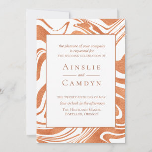 Elegant Marbled Copper Wedding Invitation