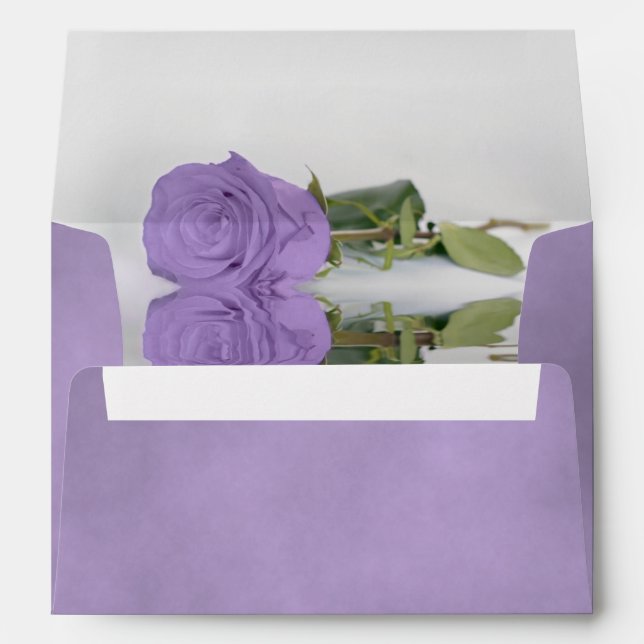 Elegant Marbled Lavender Purple with Rose Wedding Envelope (Back (Bottom))