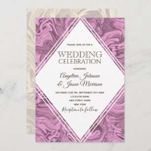 Elegant Marbled Pink Modern Wedding Invitation