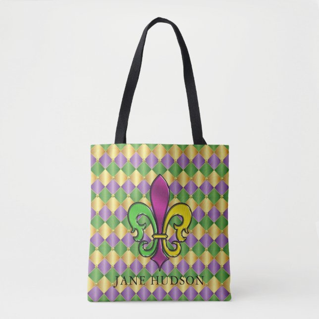 Elegant Mardi Gras Fleur De Lis Design Tote Bag (Front)