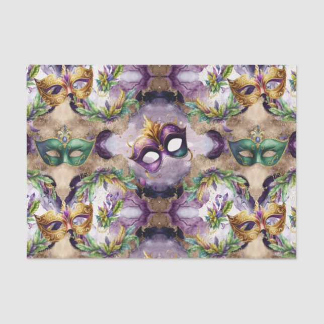 Elegant Mardi Gras Masks Tissue Paper (Front)