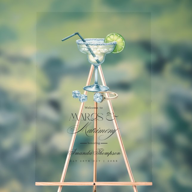 Elegant Margs & Matrimony Bridal Shower Welcome Acrylic Sign (Neutral)