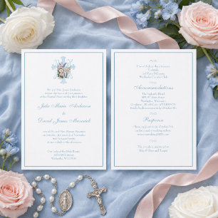 Elegant Marian Catholic Blue Wedding Invitation