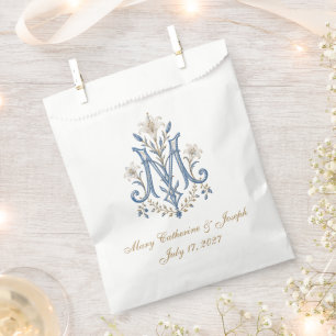 Elegant Marian Monogram Catholic Wedding Favour Bags