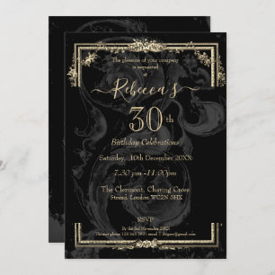 Elegant Marie Antoinette on black french inspired Invitation