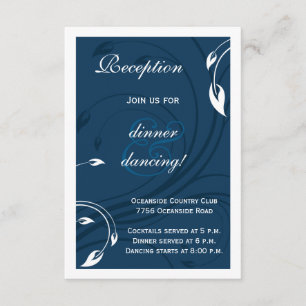 Elegant Marine Blue White Wedding Insert Card