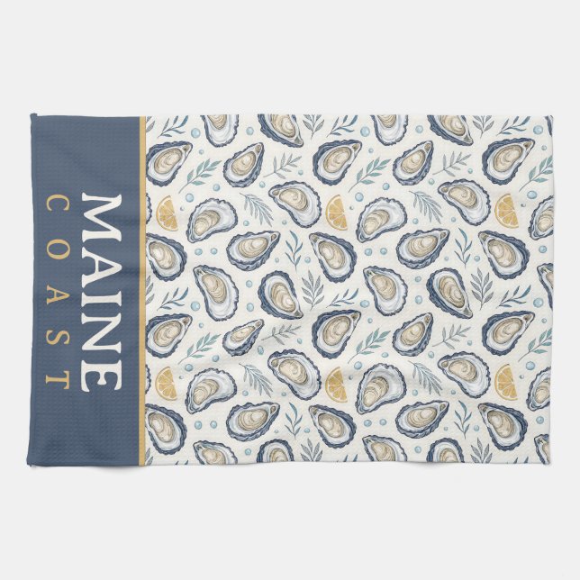 Elegant Marine Oysters Tea Towel (Horizontal)