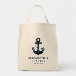 Elegant Maritime Theme and Personalised Wedding Tote Bag