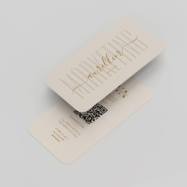 Elegant Marketing Monogram Name Script Sand Gold Business Card (Creator Uploaded)