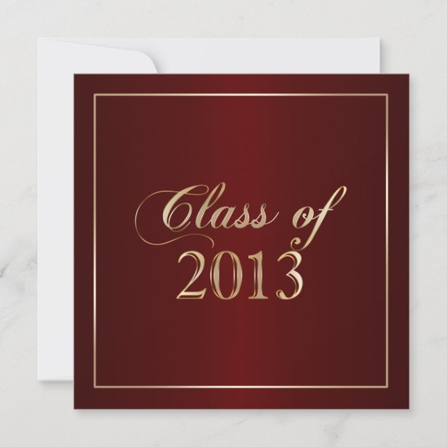 Elegant Maroon and Gold Class of 2013 Invitation (Front)